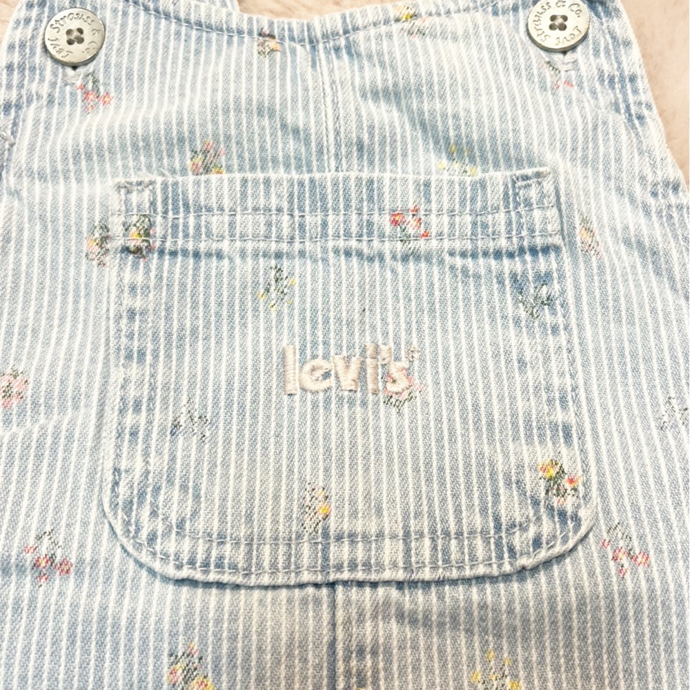 LEVI’S Little Girl’s Denim Skirt Overalls Striped, floral, Embroidered - Picture 3 of 6
